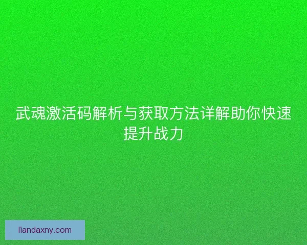 武魂激活码解析与获取方法详解助你快速提升战力